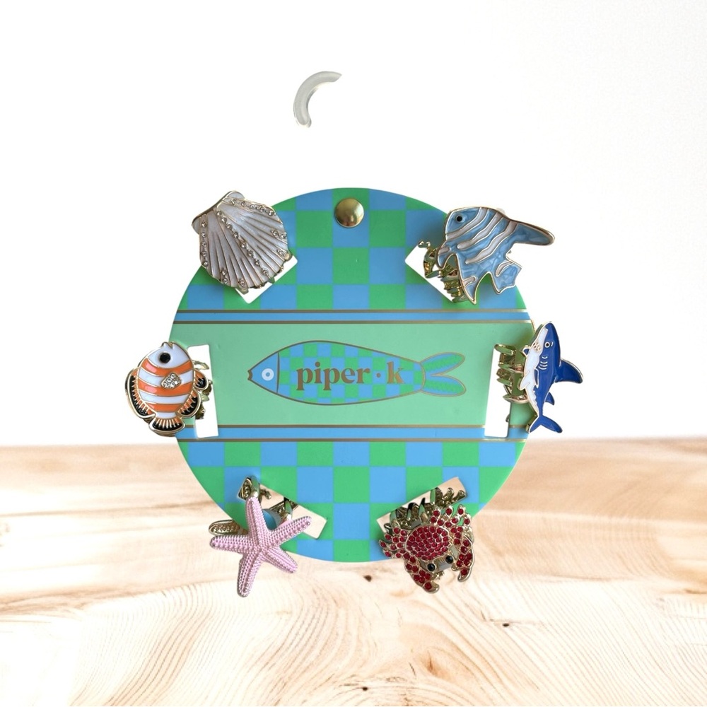 Piper K Sea Life Ocean Hair Clips Set Shells StarFish Crab